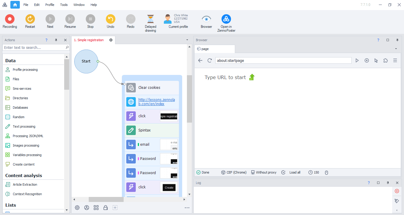 ZennoPoster program interface